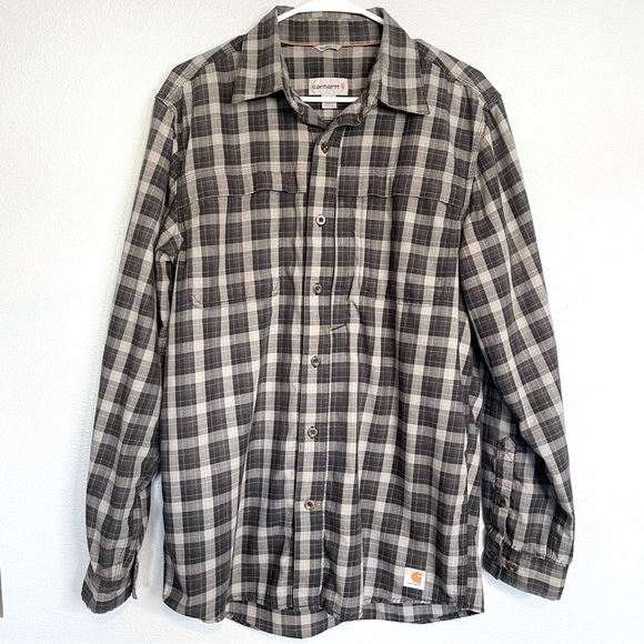 Carhartt Other - Carhartt Men's Relaxed Force Long Sleeve Button Up Plaid Flannel Shirt Medium